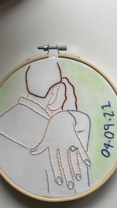 Engagement Embroidery Hoop, Engagement Embroidery, Embroidery Engagement, Couples Embroidery, Embroidery Christmas Ornaments, Photo Pattern, Embroidery Christmas, Embroidery Gifts, Crafty Creations