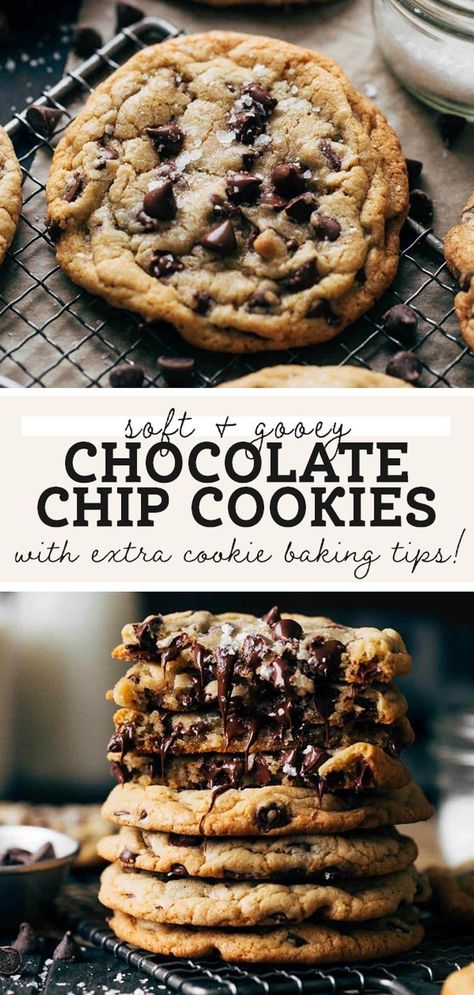 Crumble Cookie Chocolate Chip Cookies, No Chill Cookies, Gooey Chocolate Chip Cookie Recipe, Chocochips Cookies, Cookie Baking Tips, Ultimate Chocolate Chip Cookies Recipe, Ultimate Chocolate Chip Cookies, Crispy Chocolate Chip Cookies, Dark Chocolate Chip Cookies