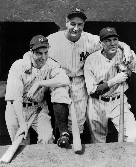 Joe Dimaggio and Lou Gehrig Photograph by National Baseball Hall of Fame Library New York Yankees, Lou Gehrig, Joe Dimaggio, Mickey Mantle, Baseball Players, Getty Images, Sports Jersey, Stock Photos, New York