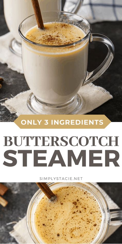 Butterscotch Steamer, Warm Drinks Recipes, Simply Stacie, Hot Drinks Recipes, Tea Drink Recipes, Delicious Smoothies, Cozy Drinks, Steamer Recipes, Coffee Drink Recipes