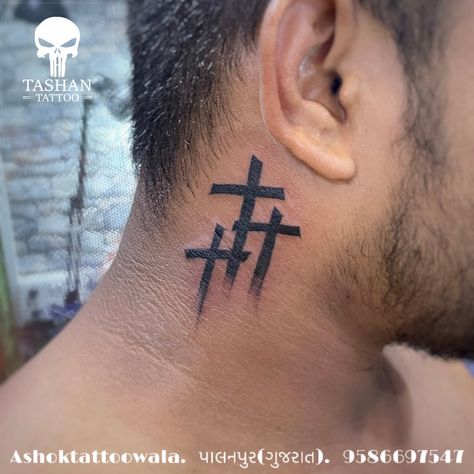 TashanTattoo
AshokTattooWala
S.5.6,Tirupati plaza
Opp. New bus stand
Near gd modi collage
Palanpur (gujrat)
9586697547
9687533310 1996 Neck Tattoo, Simple Neck Tattoos For Guys, Mens Tattoo Neck, 3 Crosses On Neck Tattoo, Small Back Of Neck Tattoo Men, Red Tattoo Ideas For Men, Crosses On Neck Tattoo, Men Small Neck Tattoo, Chosen 1 Tattoo Men Neck