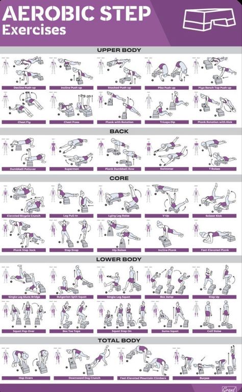 Step Aerobic Workout, Step Exercises, Fitness Posters, Pull Day Workout, Gym Routines, Stepper Workout, Aerobic Step, Step Aerobics, Printable Workout