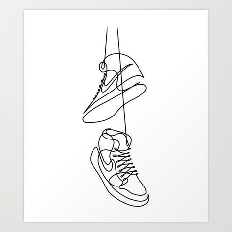 Sneakers Drawing in One Line Art Print by catbydesign | Society6 | Sneaker art, Line art tattoos, Sneakers drawing Hipster Prints, Sneakers Drawing, Buy Sneakers, One Line Art, Simple Line Drawings, Line Art Print, Sneaker Art, Line Art Tattoos, Art Tattoos