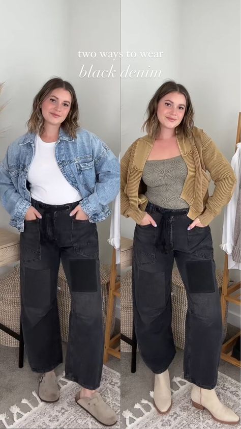 Moxie Pull-On Barrel Jeans curated on LTK Barrel Jeans With Boots, Plus Size Barrel Jeans Outfit, Barrel Jeans Outfit Winter, Black Barrel Jeans Outfit, Black Jeans Outfit Spring, Barrel Jeans Outfit, Jeans Outfit Spring, Barrel Jeans, Jeans Outfit Winter