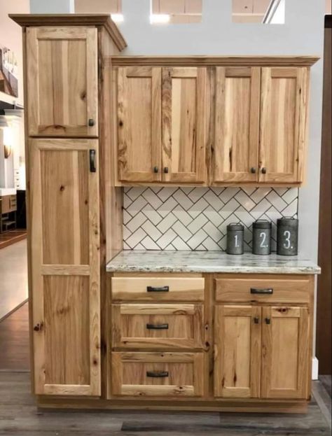 Hickory Kitchen Cabinets, Hickory Kitchen, Hickory Cabinets, Rustic Kitchen Cabinets, Woodworking Business, Kitchen Remodel Design, Diy Wooden Projects, Farmhouse Kitchen Design, Cabin Kitchens