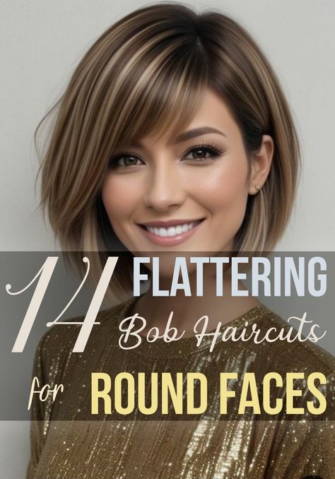 Not all hairstyles suit every face shape, and women with round faces have plenty of options to choose from based on their hair length and texture. When selecting a bob haircut for a round face, it’s important to choose wisely, as not every bob will be flattering. Hair Ideas For Round Face Shape, Hair Styles For Round Face Shape, Hairstyles For Face Shapes, Best Hairstyles For Round Face, Bob Haircut Round Face, Haircut For Round Face Shape, Hairstyles For A Round Face, Copper Lowlights, Hairstyles Round Face