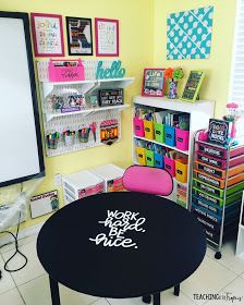 Tiny Classroom, Small Classroom Setup, Small Group Table, Student Book Boxes, Small Classroom, Personal Word Wall, Classroom Setup Elementary, Intervention Classroom, Classroom Arrangement