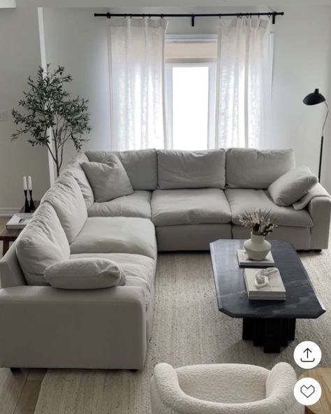 Turkish Living Room Modern, Big Cloud Couch, Gray Cloud Couch Living Room Ideas, Cream Cloud Couch Living Room, Tan Cloud Couch, Grey Cloud Couch Living Room Decor, Bobs Dream Couch Living Room, Large Couches Living Room, Large White Couch