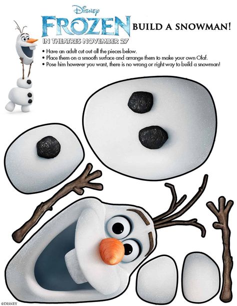 Frozen Build A Snowman, Frozen Birthday Party Games, Frozen Free, Film Frozen, Frozen Printables, Disney Activities, Printable Snowman, Disney Frozen Birthday, Frozen Themed Birthday Party