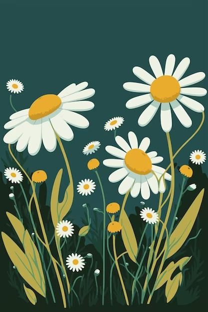 Daisy Mural, Wallpaper Nature Flowers, Gym Decor, Borders And Frames, Chamomile Flowers, Nature Backgrounds, Flowers Nature, Art Inspo, Print Making