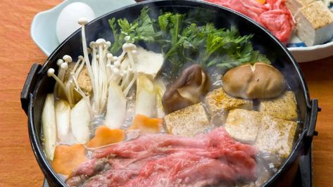 Sukiyaki recipe: fun family favorite! + how to make warishita sukiyaki sauce Sukiyaki Steak Recipe, Sukiyaki Sauce Recipe, Beef Sukiyaki Recipe, Sukiyaki Recipe, Grilled Sardines, Japanese Sauce, Food Reference, Meat And Vegetables, Fantasy Worlds