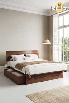 Wooden Beds with Storage | Next UK Low Bed Frame Queen, Palochina Bed, Simple Bed Frame With Storage, Wood Bed Aesthetic, Minimalist Bed Frame Wood, Minimal Wooden Bed, Simple Wood Headboard, Save Space Bedroom, Simple Wooden Bed Frame