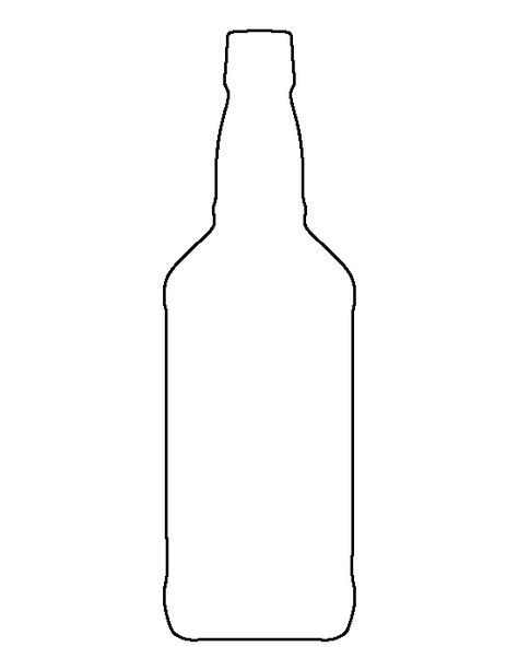 Whiskey bottle pattern. Use the printable outline for crafts, creating stencils, scrapbooking, and more. Free PDF template to download and print at http://patternuniverse.com/download/whiskey-bottle-pattern/ Whiskey Bottle Labels, Printable Drawings, Bottles Craft, Bottle Template, Drawing Apple, Wine Label Template, Bottle Cake, Bottle Drawing, Cake Templates