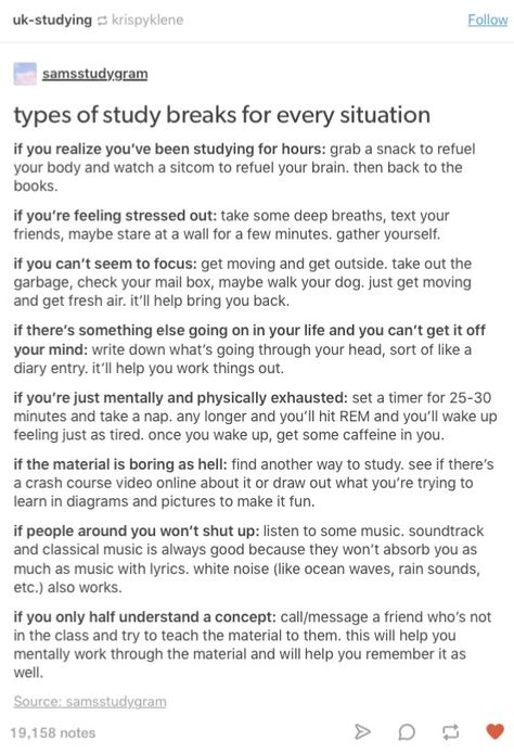 Study Time Breaks, How To Take Breaks When Studying, Things To Do During A Study Break, Things To Do On A Study Break, What To Do On A Study Break, What To Do In Your Study Break, Types Of Study Breaks, Study Breaks Ideas, Things To Do On Study Breaks