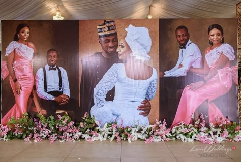 Wedding Picture Area Ideas, Wedding Reception Banner, Wedding Picture Backdrop Receptions, Picture Area For Parties, Wedding Photo Area Ideas, Wedding Banner Design In Nigeria, Picture Area For Wedding, Photo Backdrop Wedding Receptions, Wedding Picture Area