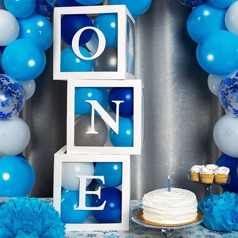 QIFU First 1st Birthday Decorations for Boy Girl, 3Pcs White Transparent Balloon Boxes with ONE Letter, Balloon Blocks for First Birthday Backdrop: Amazon.co.uk: Toys & Games Balloon Boxes, Baby Shower Box, First Birthday Balloons, 1st Birthday Balloons, Boy Birthday Decorations, Transparent Balloons, Balloon Box, 1st Birthday Party Decorations, One Balloon