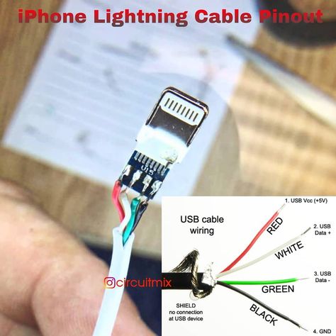 CIRCUITMIX on Instagram: “🔴 Lightning cable pin-out 👥 Save & Share it 😍 Please follow us 👉@circuitmix ___” Electronics Projects For Beginners, Iphone Charger Cord, Basic Electronic Circuits, Iphone Light, Basic Electrical Wiring, Diy Apple, Apple Charger, Smartphone Repair, Info Board