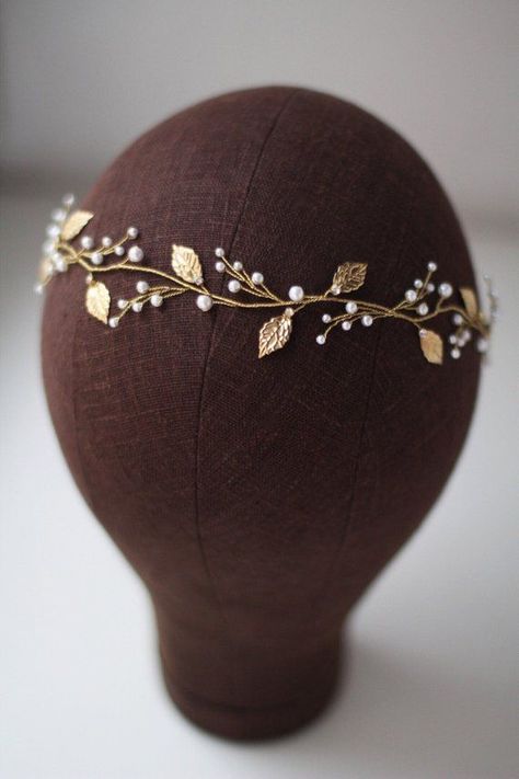 Wedding Floral Wreath, Leaf Headpiece, Floral Tiara, Floral Wreath Wedding, Bridal Hair Headpiece, Pearl Headpiece, Gold Headpiece, Bridal Hair Piece, Bride Headpiece