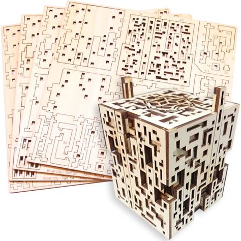 Silver City Kit - Wooden DIY Puzzle Box | Wooden Puzzle Boxes | Puzzle Master Inc City Puzzle, Box Hacks, Wooden Puzzle Box, Wooden Model Kits, Puzzle Boxes, Diy Puzzle, Poplar Plywood, Box Puzzle, Diy Puzzles