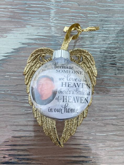 Angel In Heaven Ornaments Diy, Diy Ornament For Lost Loved One, Remembrance Ornaments Diy, Memorial Christmas Ornaments Diy, Memorial Ornaments Diy, In Memory Christmas Ornaments, Memory Ornaments, Angel Ornaments Diy, Memorial Christmas Gift