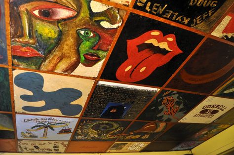 ceiling tiles Ceiling Tiles Ideas School, Painted Ceiling Tiles Ideas, Ceiling Tile Ideas Painting School Senior, School Ceiling Tile Ideas, Ceiling Tiles Ideas Painting, Painting Ceiling Tiles School Ideas, Senior Ceiling Tiles, Ceramic Anatomy, Ceiling Tile Painting Ideas