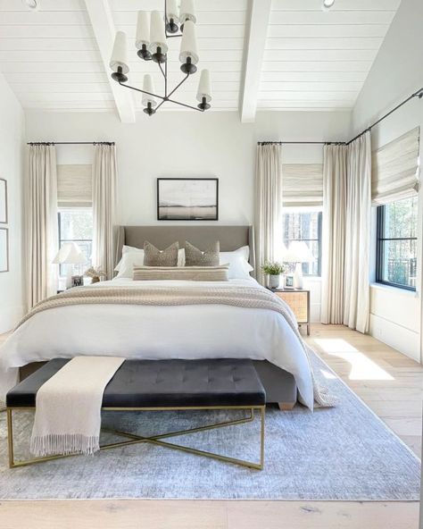 How to Choose The Right Coffee Table For Your Space + A Brass & Lucite Round-Up - ZDesign At Home Cottage Kitchen Renovation, Bedroom Vibes, Spring Bedroom, Room Master, Bedrooms Decor, Coastal Bedrooms, Coastal Bedroom, Master Bed, Coastal Grandma