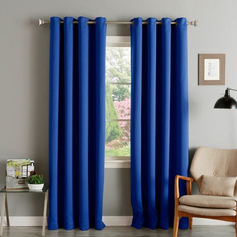 Shield your senses from harsh sunlight and loud outdoor noises with this grommet-top thermal insulated blackout curtain panel. Blue Curtains For Bedroom, Royal Blue Curtains, Blue Blackout Curtains, Insulated Curtains, Cool Curtains, Blue Curtains, Curtains For Living Room, Curtains Living, Kids Curtains