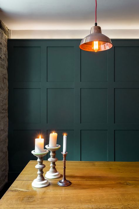 The copper lamp compliments the forest green panelling in this dining room in Bath >> https://www.bathbespoke.co.uk/portfolio/bath-townhouse-renovation/ Townhouse Furniture, Green Panelling, Dining Room Paneling, Dark Green Living Room, City Of Bath, Living Room Panelling, Green Room Decor, Wooden Panelling, Green Lounge