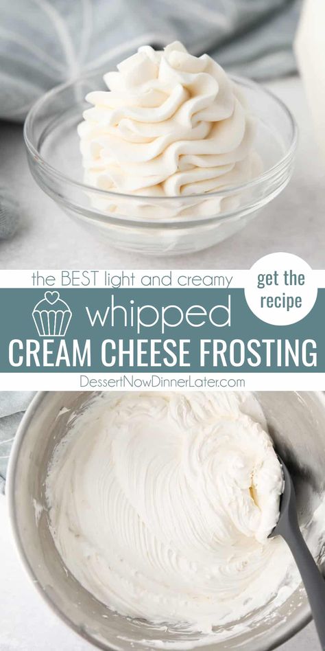 Cream Cheese Frosting Easy, Whipped Icing, Whipped Cream Cheese Frosting, Frosting Recipes Easy, Recipes With Whipping Cream, Making Whipped Cream, Whipped Frosting, Cream Cheese Buttercream, Cake Frosting Recipe