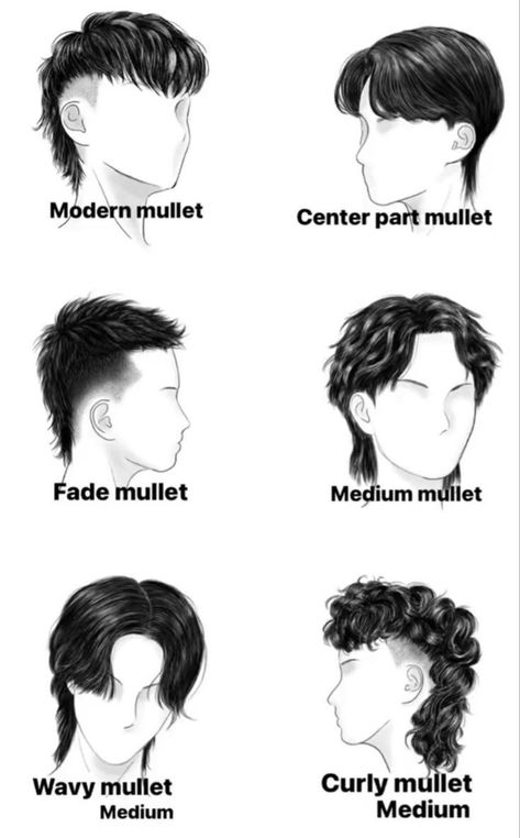 Mullet On Boys, Mulet Hair Styles For Men, Mullet Cut For Boys, Haircut For Men Mullet, Men Aesthetic Haircut, Anime Haircut Men, Curly Mullet Drawing, Mullet Lungo Uomo, Mullet Hairstyle Mens Straight Hair Long