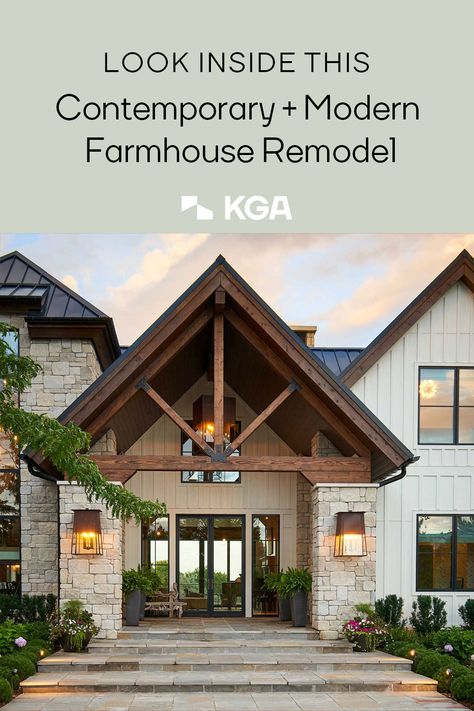 Modern Farmhouse Remodel, Country Home Exterior, Farm Style House, Ranch House Exterior, Lake Houses Exterior, Farmhouse Architecture, Modern Rustic Homes, Farmhouse Remodel, Modern Farmhouse Exterior