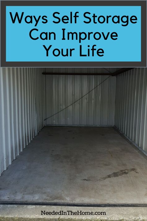 Learn about the different ways self storage can improve your life so you can decide whether you want to invest into a self-storage unit of your own! #NeededInTheHome Self Storage Business, Storage Unit Hacks, Organize Storage Unit, Organizing Storage Unit, Storage Unit Organization Ideas, Storage Unit Ideas, Storage Unit Office, Storage Unit Sizes, Storage Unit Design