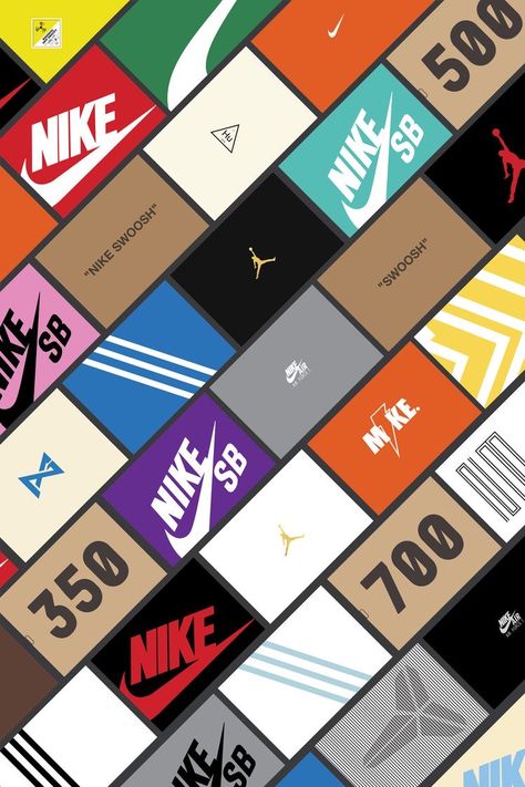 Nike Logos, Box Poster, Sneaker Posters, Nike, Iphone, Sneakers, Pattern, Pins, Color