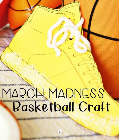 Easy and fun basketball craft for the kids! After reading Salt In His Shoes, kids will have fun completing the craft activity before the big game. March Madness Crafts, Basketball Craft, Elementary Projects, Sport Themed Crafts, Basketball Crafts, March Madness Basketball, Olympics Activities, Sports Crafts, March Activities