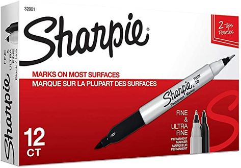 Sharpie Colors, Marker Black, Sharpie Permanent Markers, Art Pens And Markers, Sharpie Markers, Sharpie Art, Create Drawing, Twin Tips, Highlighters Markers