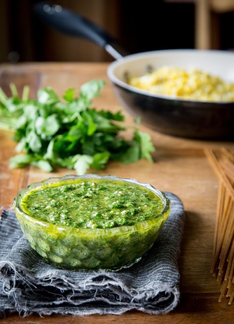 You know that bunch of parsley sitting in your fridge right now? Here's how to put it to work. Parsley Recipes, Parsley Pesto, Cold Weather Comfort Food, Whole Wheat Spaghetti, Herb Recipes, Pesto Recipe, Garden Recipes, Meat Free, Wheat Free