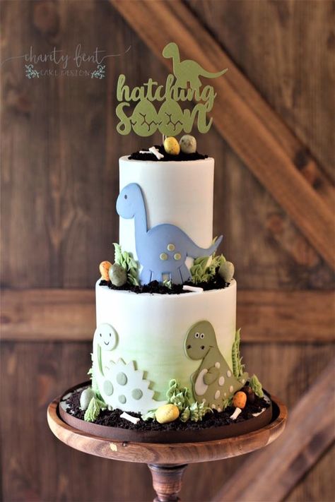 Dinosaur Baby Shower Cake, Dinosaur Baby Shower Theme, Dino Cake, Dinosaur Birthday Cakes, Baby Shower Theme Decorations, Baby Shower Cakes For Boys, Dinosaur Cake, Dinosaur Baby Shower, Baby Birthday Cakes