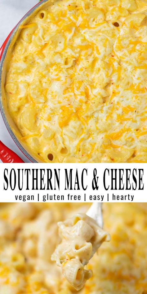 Southern Mac and Cheese is simple soul food mac and cheese which is so easy to make. You can be sure if you serve this up fresh from the oven, everyone will love it. You will never know it is vegan, because seriously so rich and cheesy, yum. #vegan #dairyfree #vegetarian #bakedmacandcheese #contentednessscooking #dinner #lunch #mealprep #southernmacandcheese Soul Food Mac And Cheese, Leftover Macaroni, Food Mac And Cheese, Dairy Free Mac And Cheese, Southern Mac And Cheese, Vegan Soul Food, Easy Vegan Recipes, Vegan Thanksgiving Recipes, Colby Jack