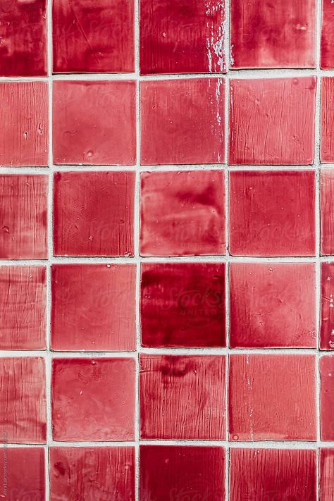 handmade pink square tiles by Vera Lair for Stocksy United Pink And Red Bathroom, Blush Pink Bedroom Decor, Pink Ceramic Tile, Blush Pink Living Room, Pink Bathroom Tiles, Blush Pink Nursery, Hot Pink Walls, Pink Living Room Decor, Poo Poo