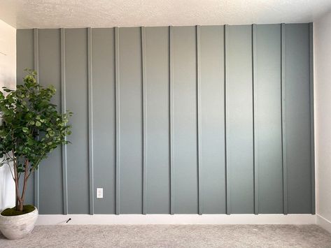 Board And Batten Nursery, Diy Board And Batten, Green Wall Color, Nursery Accents, Blue Wall Colors, Walls Ideas, Nursery Accent Wall, Grey Accent Wall, Green Accent Walls