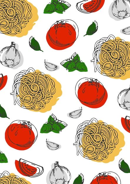 Italy Pattern Design, Pasta Design Graphic, Pasta Graphic Design, Italian Food Illustration, Italy Graphic Design, Italian Mural, Pasta Catering, Pasta Branding, Pasta Background