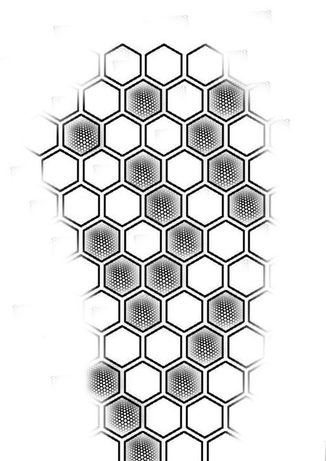 Honey Comb Tattoo Sleeve Filler, Geometric Honeycomb Tattoo Design, Tattoo Patterns For Men, Geometric Honeycomb Tattoo, Hexagon Tattoo Design, Honeycomb Tattoo Design, Geometric Tattoo Filler, Geometric Tattoo Stencil, Tato Naruto