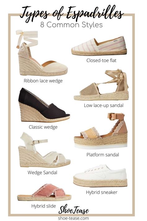 How to Wear Espadrilles Outfits for Women: Stylish & Casual Outfit Ideas Different Types Of Shoes For Women, Cute Close Toed Shoes, How To Style Espadrilles Outfit, Classy Summer Shoes, Espadrilles Shoes Outfit, Gold Espadrilles Outfit, Summer Espadrilles Outfits, Espadrilles Outfit Jeans, Types Of Sandals For Women