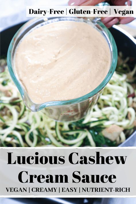 Food Baddie, Cashew Cream Recipe, Dairy Free Sauces, Cashew Cream Sauce, Cashew Recipes, Gluten Free Sauces, Cashew Sauce, Cream Pasta, Dairy Free Alternatives