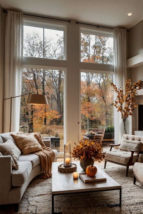 Fall Furniture , Autumn Cozy Fall ,Decor Easy Fall ,
Decor Neutral Fall ,Decor Fall ,Decor Inspiration ,Fall Decor Ideas Cozy Fall Living Room Comfy, Autumnal Interior Design, Fall House Living Room, Fall Cottage Interior, Cosy Traditional Living Room, White Oak Living Room Decor, Living Room With Tall Windows, Autumn Living Room Aesthetic, Cozy Cream Living Room