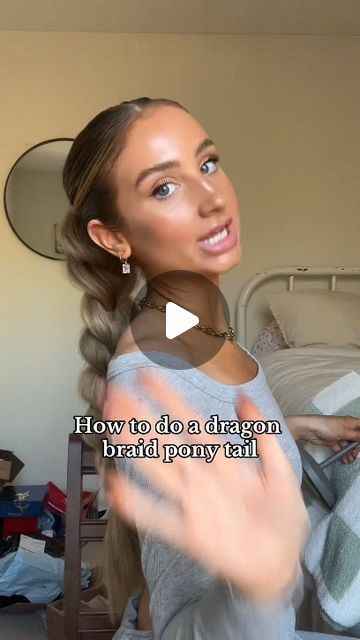 Easy Ponytail Hairstyles For Sports, Dragon Plait Hair, Bible Braids, Dragon Bubble Braids, Bubble Braids Ponytail, Three Braid Ponytail, Braid For White Women, Pony Tailed Hairstyle Braid, Dragon Braids Tutorial