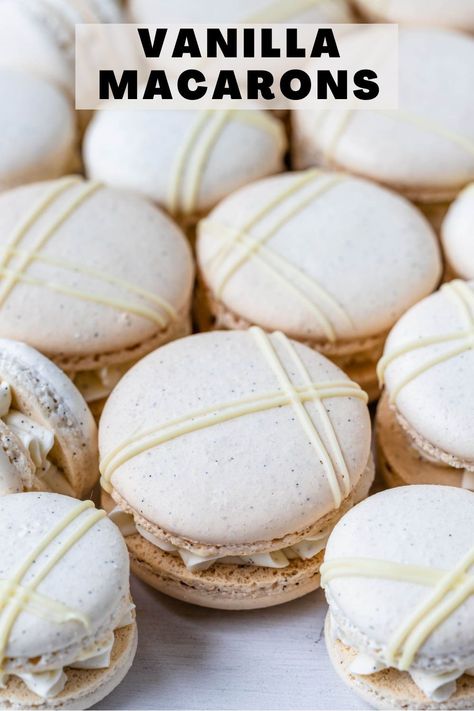 Vanilla Macaron Recipes, Macaroon Filling, Vanilla Macaroons, Vanilla Macarons, Powdered Food Coloring, Macaron Filling, Vanilla Filling, Macaron Flavors, Buttercream Filling