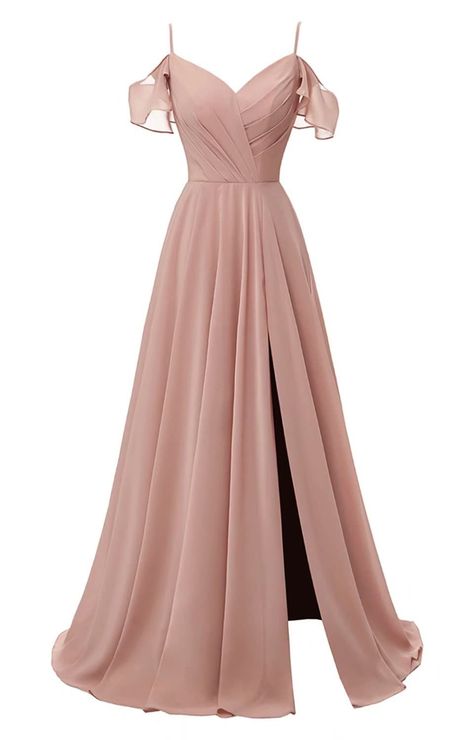 Long Gown For Bridesmaid, Formal A Line Dresses Long, Chiffon Summer Dress Long, Brides Made Dresses With Sleeves, Rose Pink Dress Outfit Classy, Long Dresses Off Shoulder, Evening Dresses Sleeves, Semi Formal Dresses Country, Long Birthday Dresses For Women