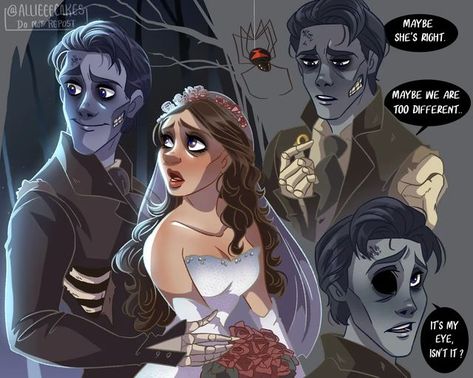 Allie on Instagram: "Corpse Groom Victor and his alive bride Emily.🖤💀 My tribute to this upcoming Halloween theme.🥺💙 SWIPE FOR HEARTACHE. 🥲 . #corpsebride#thecorpsebride#victorandemily#corpsebridefanart#timburton#timburtonart#halloween#halloweenmovie#drawtober#victorcorpsebride#victorvandort#animation#animationart#visualart #illustration#illustrationartists#illustrator#artwork#digitalart #digitalartist#digitaldrawing #disneystyle #characterart#medibangpaintpro #procreate #character#medibang Corpse Groom, Procreate Character, Corpse Bride Art, Tim Burton Corpse Bride, Illustrator Artwork, Tim Burton Characters, Tim Burton Art, Tim Burton Films, Hxh Characters