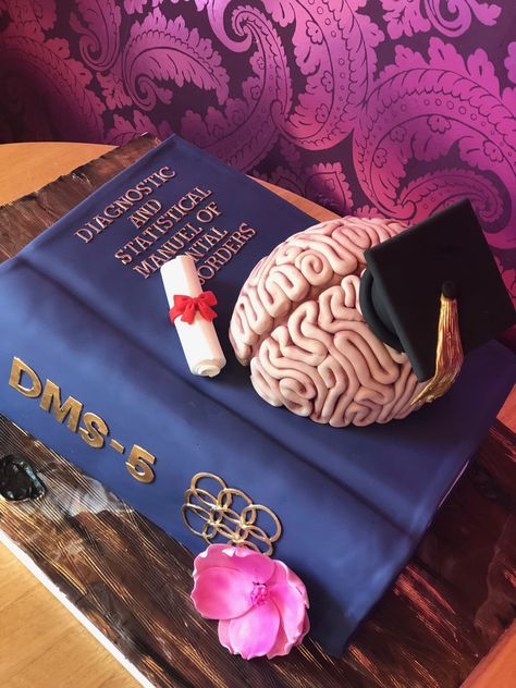 Psychology Grad Party Ideas, Psych Np Graduation, Psychologist Cake Ideas, Psychologist Graduation Party, Psychology Graduation Cakes, Neuroscience Graduation Party, Psychology Grad Photoshoot, Graduation Cake Psychology, Psychology Cake Graduation